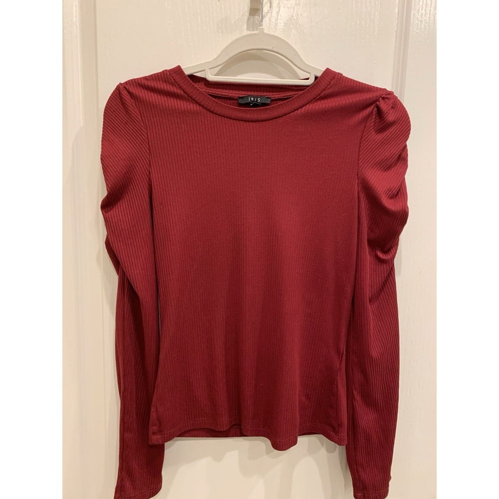 Iris Red Knit Sweater Top Long Sleeve Women's Size Small